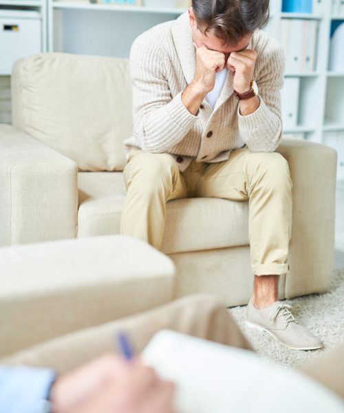 Crying Man in Therapy